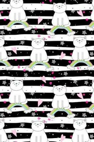 Cover of Bullet Journal Notebook for Cat Lovers White Cats Sitting on Rainbows and Stripe