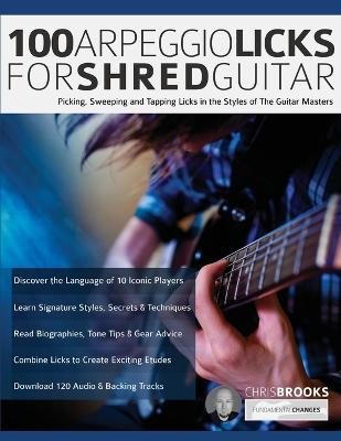 Book cover for 100 Arpeggio Licks for Shred Guitar