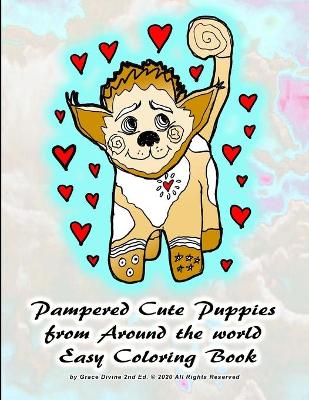 Book cover for Pampered Cute Puppies from Around the World Easy Coloring Book