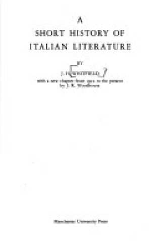 Cover of A Short History of Italian Literature