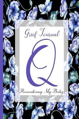 Book cover for Blue Watercolor Flowers, Monogram Letter Q