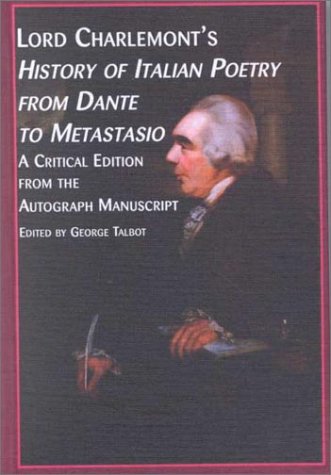 Cover of Lord Charlemont's History of Italian Poetry from Dante to Metastasio