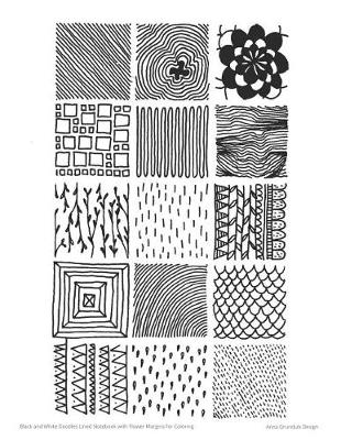 Book cover for Black and White Doodles Lined Notebook with Flower Margins for Coloring