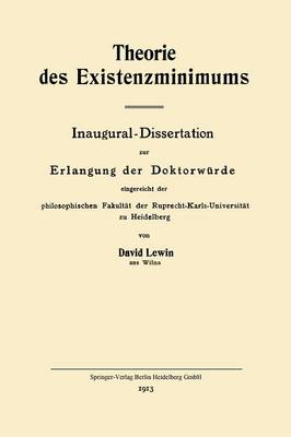 Book cover for Theorie des Existenzminimums