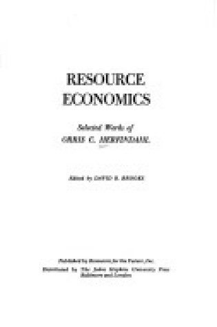 Cover of Resource Economics