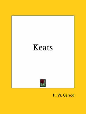 Book cover for Keats (1926)