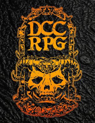 Book cover for Dungeon Crawl Classics Core Rulebook—Demon Skull Monster Hide Edition