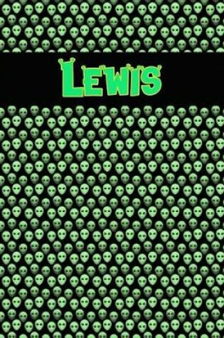 Cover of 120 Page Handwriting Practice Book with Green Alien Cover Lewis