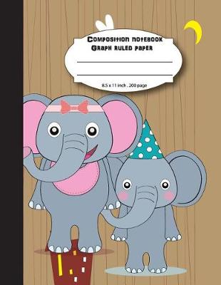 Book cover for Composition notebook graph ruled paper 8.5 x 11" 200 page 4x4 grid per inch, Elephant family party