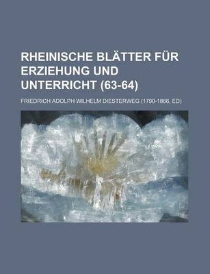 Book cover for Rheinische Blatter Fur Erziehung Und Unterricht (63-64 )