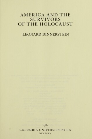 Cover of America and the Survivors of the Holocaust