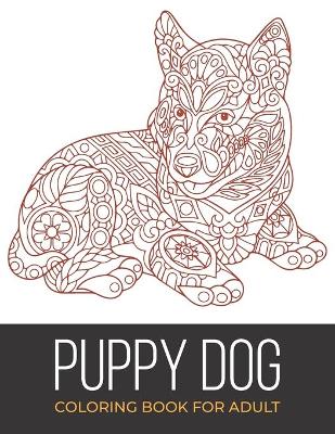 Book cover for puppy dog coloring book for adult