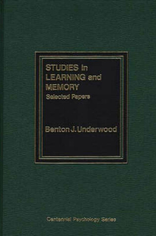 Cover of Studies in Learning and Memory