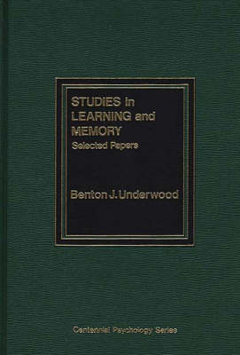 Book cover for Studies in Learning and Memory