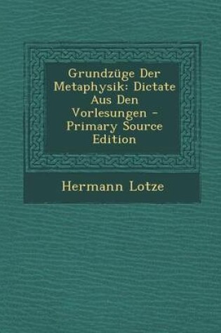 Cover of Grundzuge Der Metaphysik