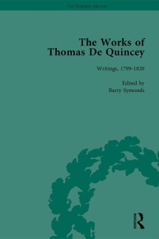 Cover of The Works of Thomas De Quincey, Part I Vol 1
