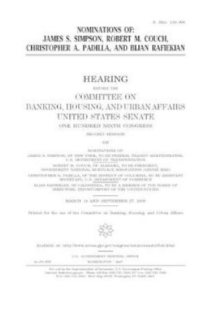 Cover of Nominations of James S. Simpson, Robert M. Couch, Christopher A. Padilla, and Bijan Rafiekian