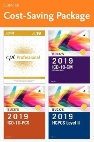 Cover of 2019 ICD-10-CM Hospital Edition, 2019 ICD-10-PCs Edition, 2019 HCPCS Professional Edition and AMA 2019 CPT Professional Edition Package