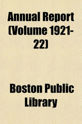 Cover of Annual Report (Volume 1921-22)