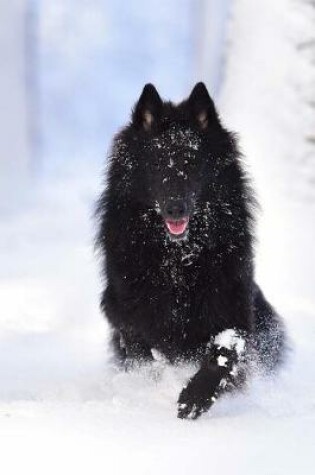 Cover of 150 Page Lined Belgian Shepherd Running In The Snow Journal