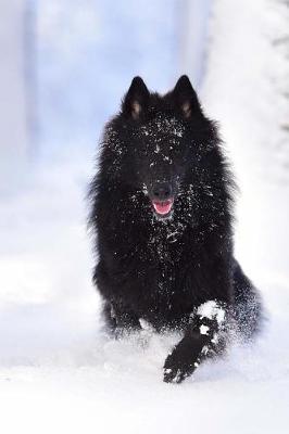 Book cover for 150 Page Lined Belgian Shepherd Running In The Snow Journal