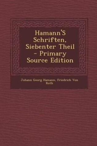 Cover of Hamann's Schriften, Siebenter Theil