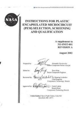 Cover of Instructions for Plastic Encapsulated Microcircuit(pem) Selection, Screening and Qualification.