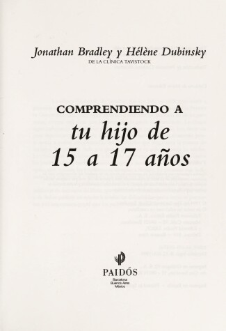Book cover for Comprendiendo a Tu Hijo 15 17 Anos