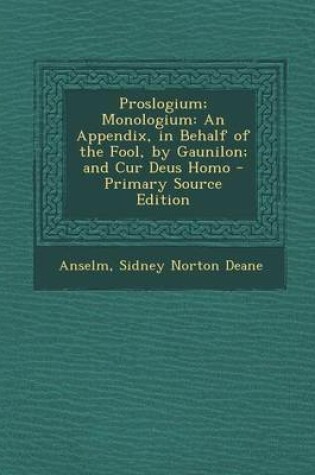 Cover of Proslogium; Monologium