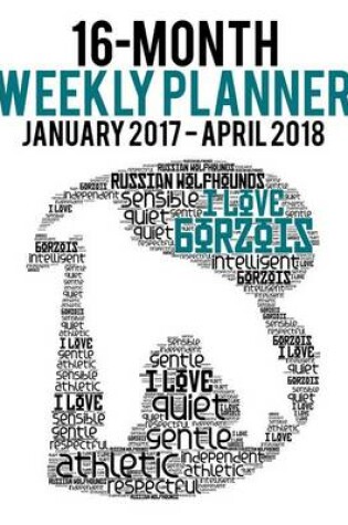 Cover of 2017-2018 Weekly Planner - Wordcloud Borzois