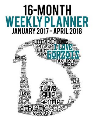 Cover of 2017-2018 Weekly Planner - Wordcloud Borzois