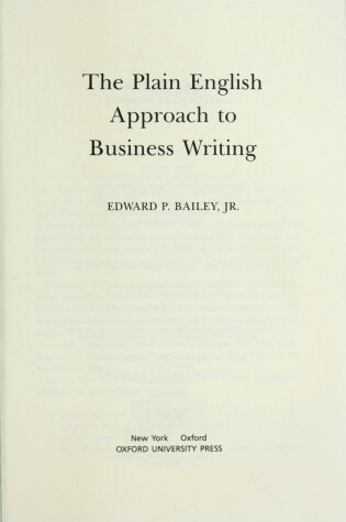 Cover of Plain English Approach to Business Writing - Borders Edition