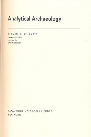 Cover of Clarke: Analytical Archaeology 2ed Rev (Cloth)