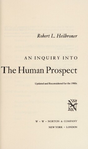 Book cover for INQUIRY INTO HUM PROSP 1E 80S CL