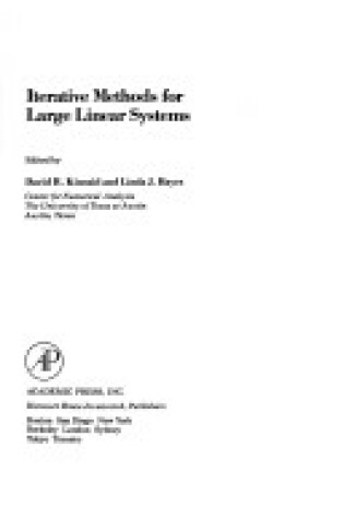 Cover of Iterate Methods for Large Linear Systems