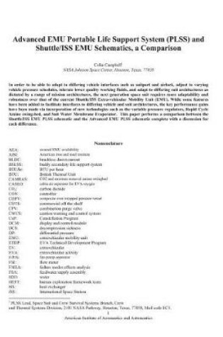 Cover of Advanced Emu Portable Life Support System (Plss) and Shuttle/ISS Emu Schematics, a Comparison