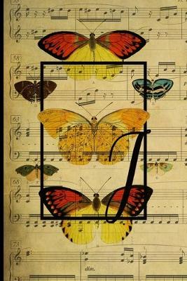 Book cover for Letter "I" - Monogram Butterfly Music Journal - Blank Score Sheets