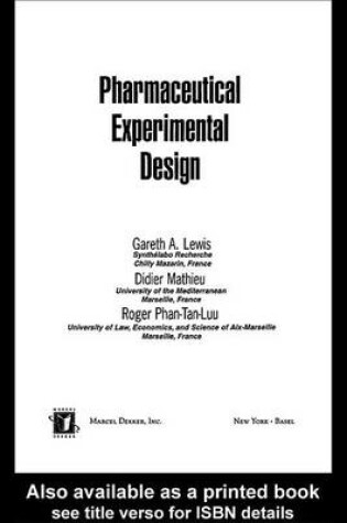 Cover of Pharmaceutical Experimental Design