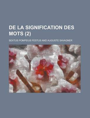 Book cover for de La Signification Des Mots (2 )