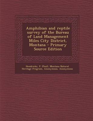 Book cover for Amphibian and Reptile Survey of the Bureau of Land Management Miles City District, Montana