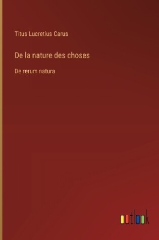 Cover of De la nature des choses