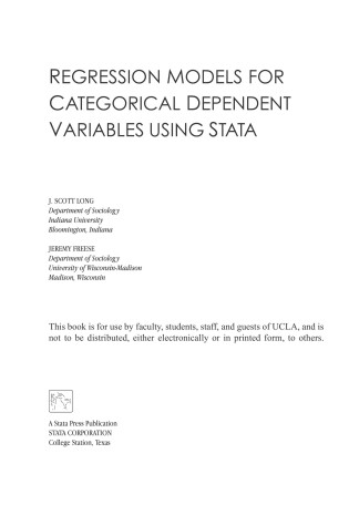 Cover of Regression Models for Categorical Dependent Variables Using Stata