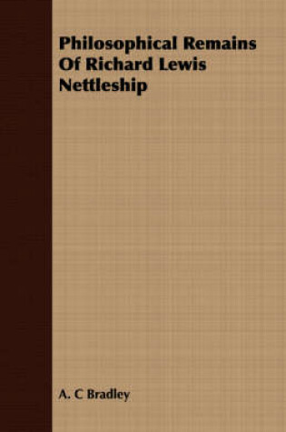 Cover of Philosophical Remains Of Richard Lewis Nettleship