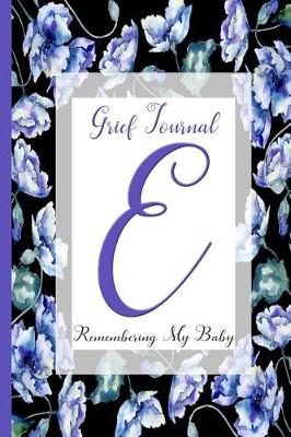 Book cover for Blue Watercolor Flowers, Monogram Letter E