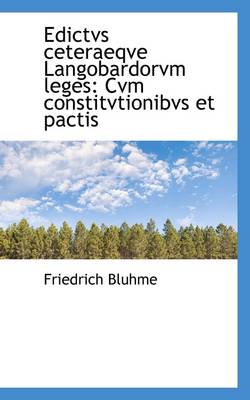 Book cover for Edictvs Ceteraeqve Langobardorvm Leges