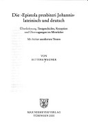 Cover of Die Epistola Presbiteri Johannis Lateinisch Und Deutsch