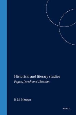 Cover of Historical and literary studies