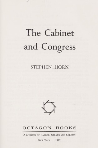 Cover of The Cabinet and Congress