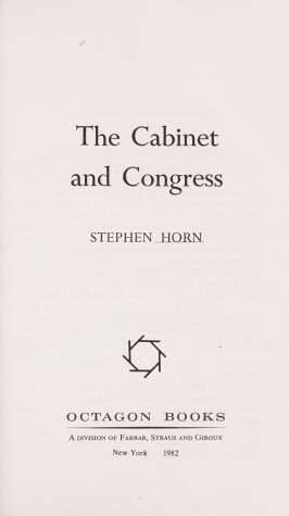 Book cover for The Cabinet and Congress