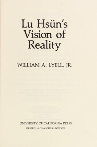 Cover of Lu Hsun's Vision of Reality